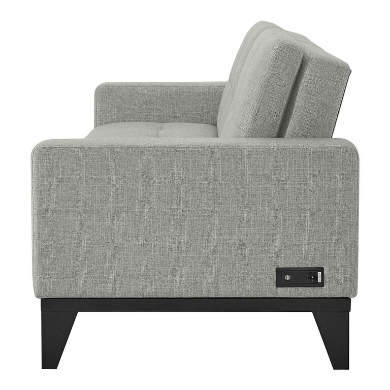 Merton Gray Tufted Convertible Sleeper Sofa with USB Ports image number 6