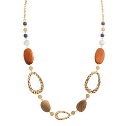 Gold And Agate Mixed Bead Long Necklace