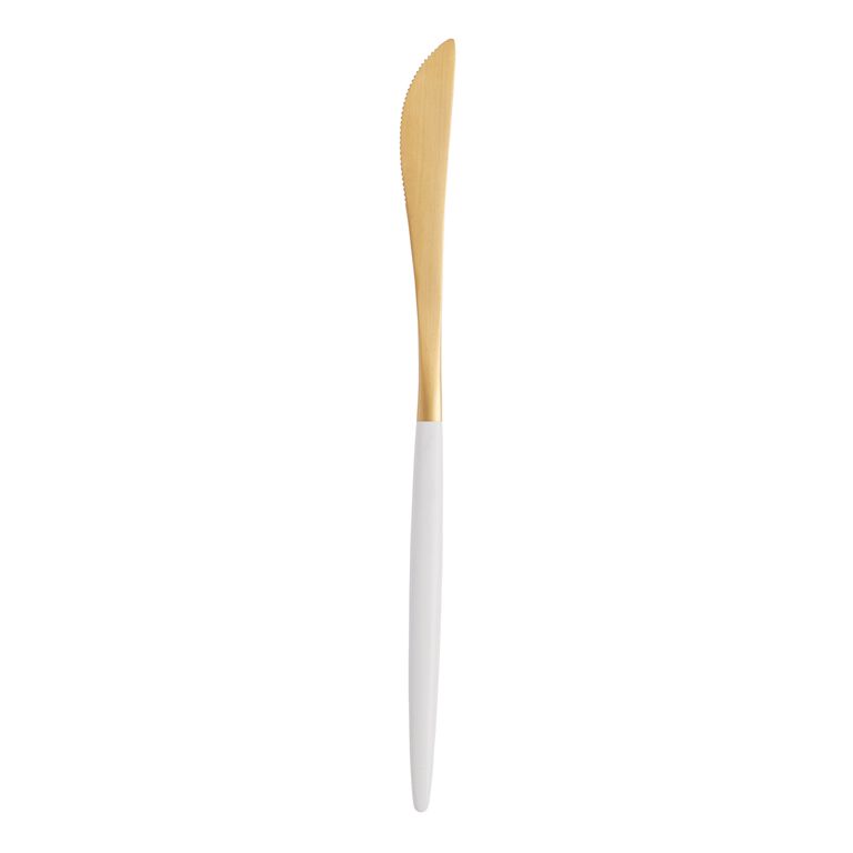Shay White And Gold Dinner Knife image number 1