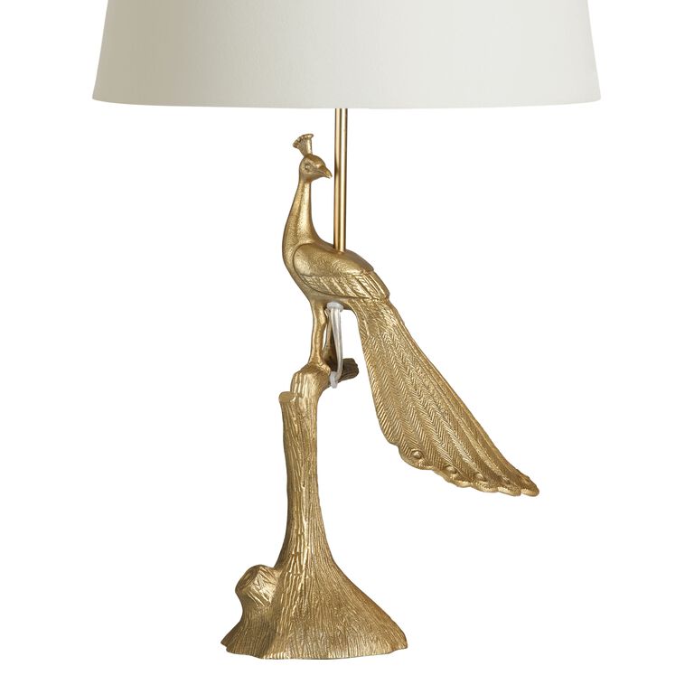 Brass Art Deco Peacock Table Lamp Base image number 1