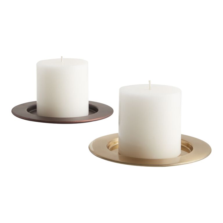 Recessed Metal Pillar Candle Plates Set Of 2 image number 1