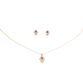 Gold Cubic Zirconia Hamsa Hand Necklace and Earring Set image number 0