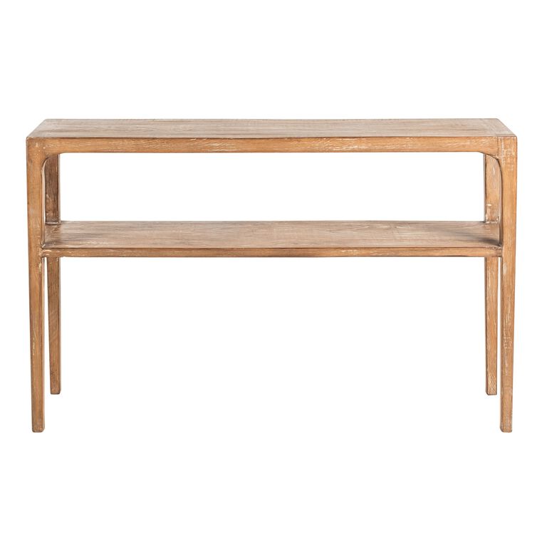 Indio Whitewash Reclaimed Pine Console Table with Shelf image number 2