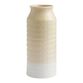 Tall Sage Green And White Scallop Ombre Ceramic Vase image number 0