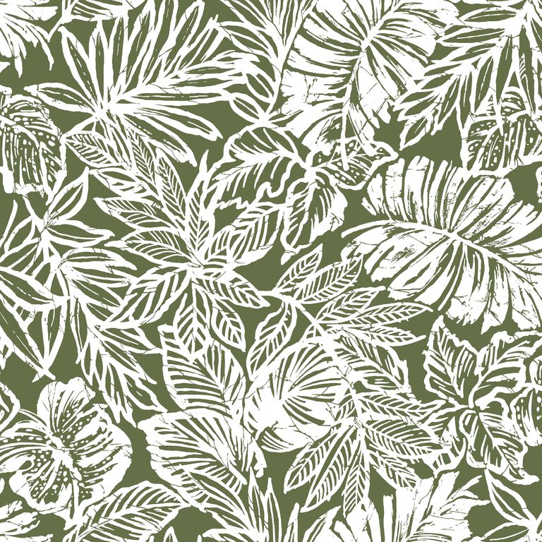 Batik Tropical Leaf Peel And Stick Wallpaper image number 1