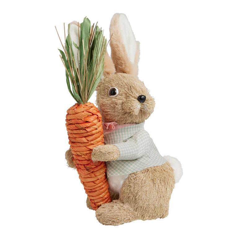 Natural Fiber Garden Rabbit With Carrot Decor image number 2