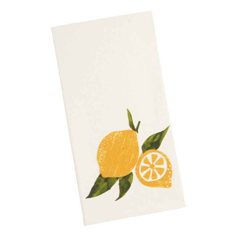 White and Yellow Lemon Kitchen Towel image number 1