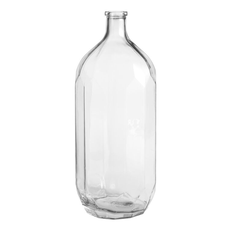Tall Clear Glass Faceted Jug Vase image number 1