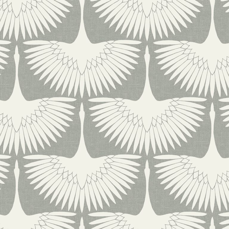 Light Gray Genevieve Gorder Cranes Peel And Stick Wallpaper image number 1