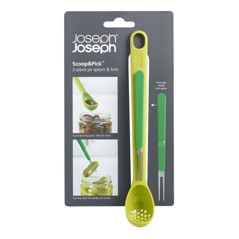 Joseph Joseph Scoop & Pick 2 Piece Olive Spoon and Fork Set image number 1