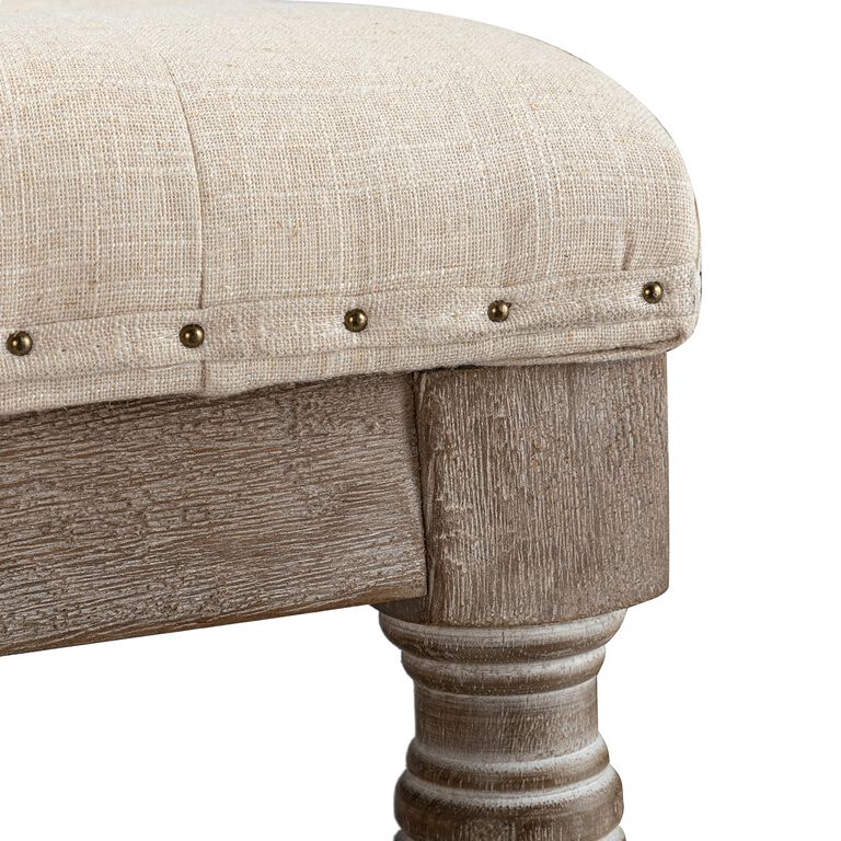 Danby Square Ivory Tufted Upholstered Ottoman image number 4
