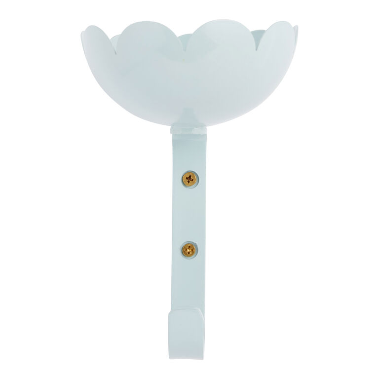 Sky Blue Metal Wall Hook With Trinket Dish image number 1