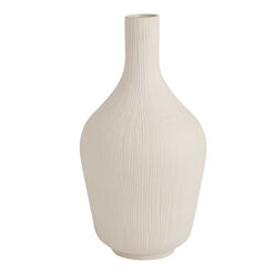 Matte Ivory Ceramic Crosshatched Vase