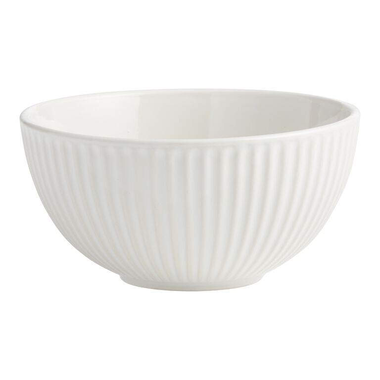 White Whittle Ribbed Cereal Bowl image number 1