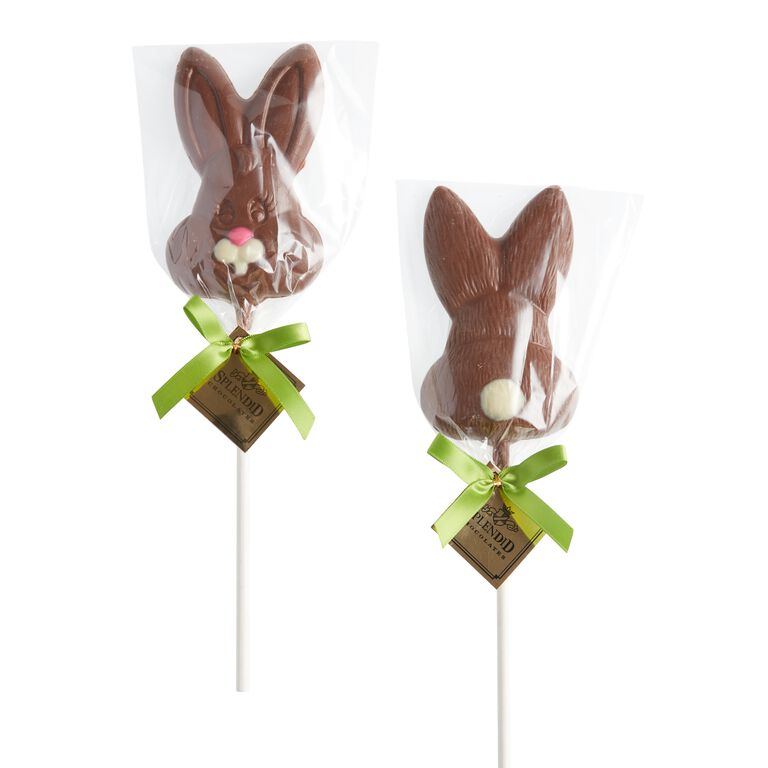 Splendid Milk Chocolate Bunny Lollipops Set Of 2 image number 1