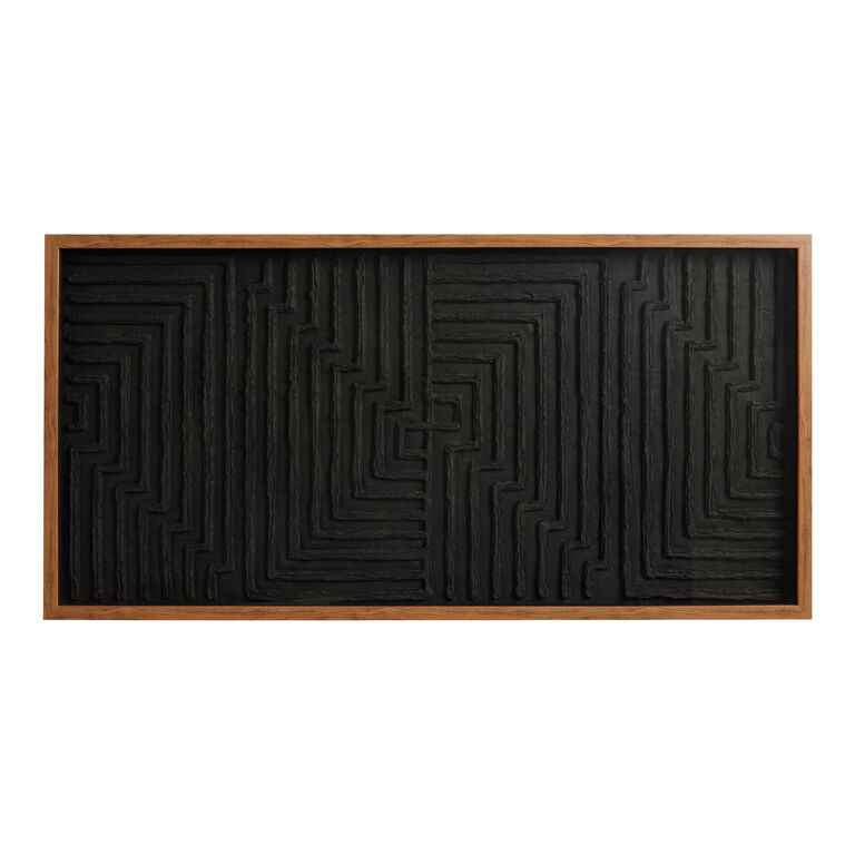 Black Rice Paper Geo Maze Shadow Box Wall Art image number 1