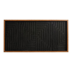 Black Rice Paper Geo Maze Shadow Box Wall Art