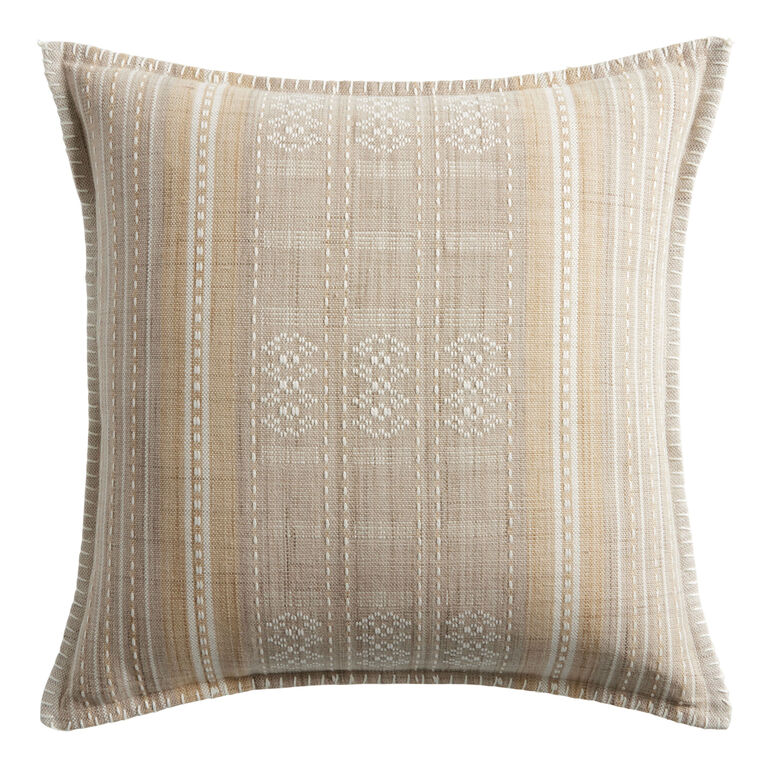 Umbud Stripe Embroidered Indoor Outdoor Throw Pillow image number 1