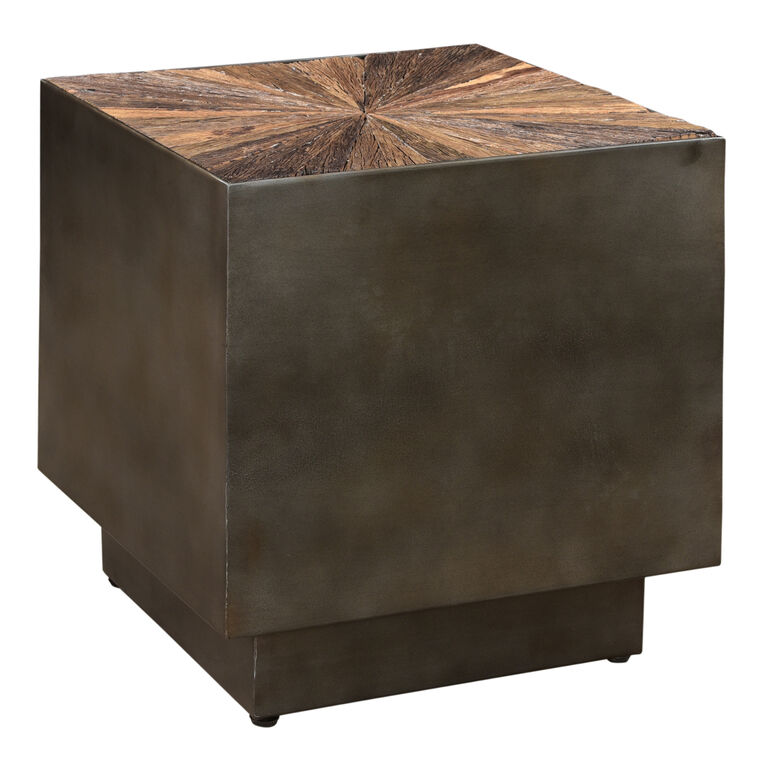 Dagnall Square Iron And Mango Wood End Table image number 1