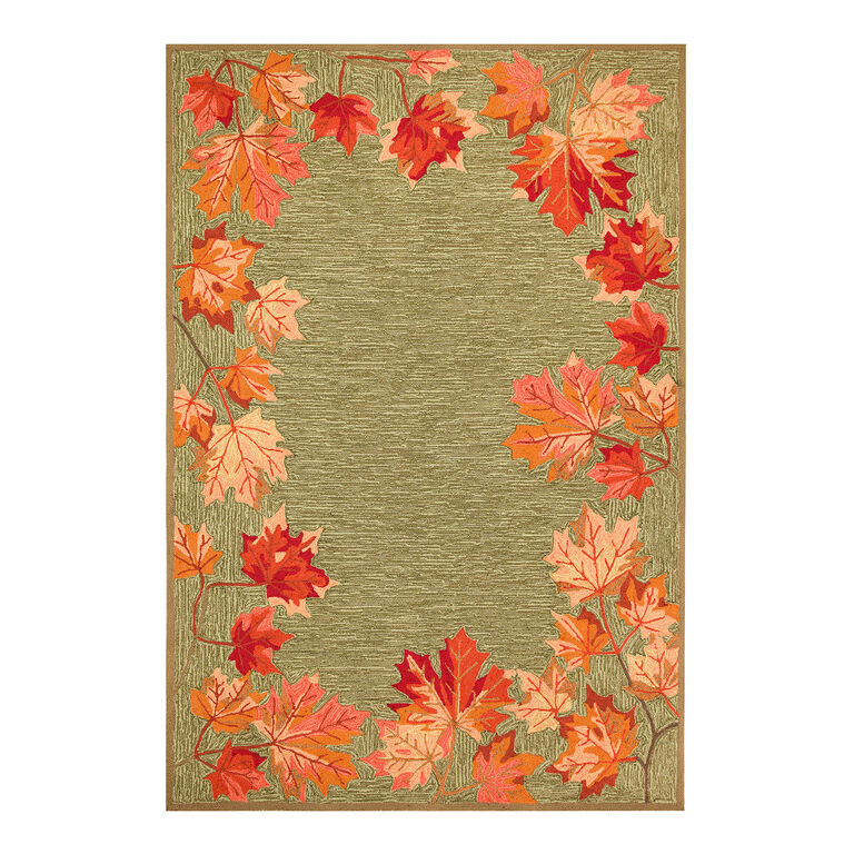 Fall Leaves Border Indoor Outdoor Rug image number 1