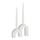 White Ceramic Double Arch Taper Candle Holder image number 0