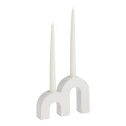 White Ceramic Double Arch Taper Candle Holder