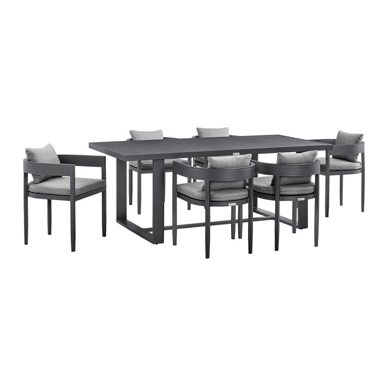 Chania Black Metal 7 Piece Outdoor Dining Set image number 1