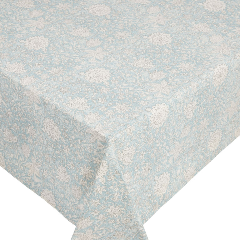 Sage Green and White Floral Tablecloth image number 1