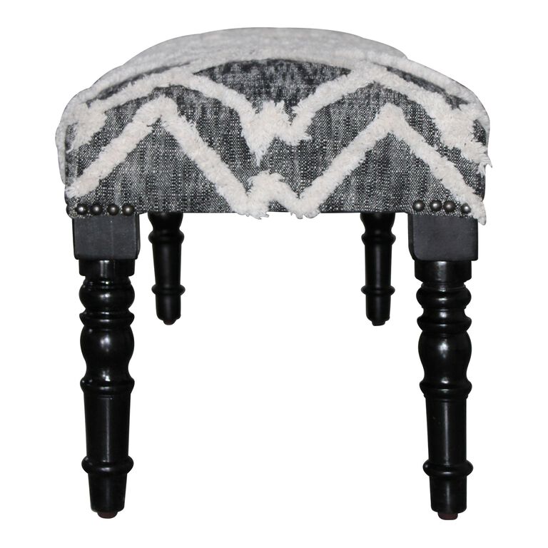 Black and White Tufted Wool Upholstered Bench image number 4