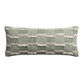 Extra Wide Sage Checked Fringe Indoor Outdoor Lumbar Pillow image number 0