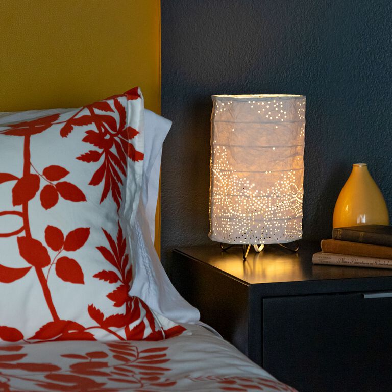 Alana White Laser Cut Fabric Cylinder Accent Lamp image number 5