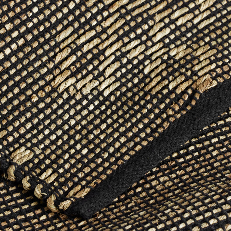 Black And Tan Seagrass Woven Diamond Table Runner image number 2