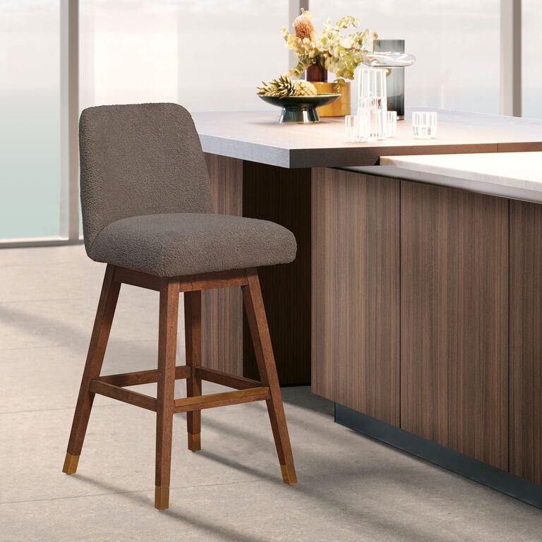 Worgan Boucle Upholstered Swivel Counter Stool image number 2