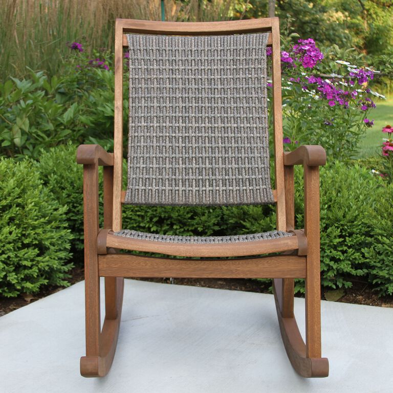 Galena Gray All Weather Wicker and Wood Rocking Chair image number 2
