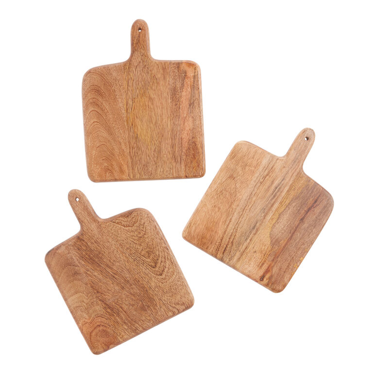 Burnt Mango Wood 3 Piece Cutting Board Set with Stand image number 2