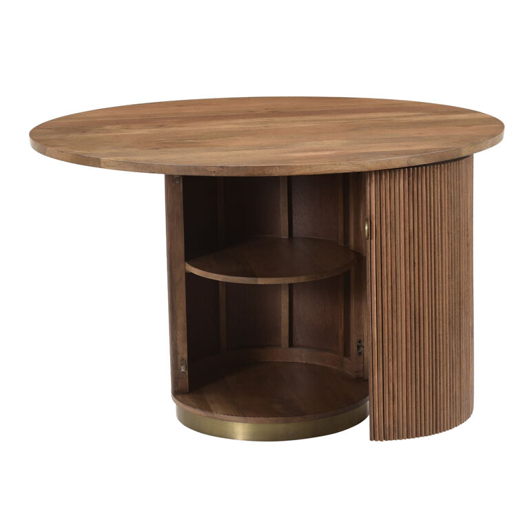 Imani Round Mango Wood Fluted Dining Table With Storage image number 3