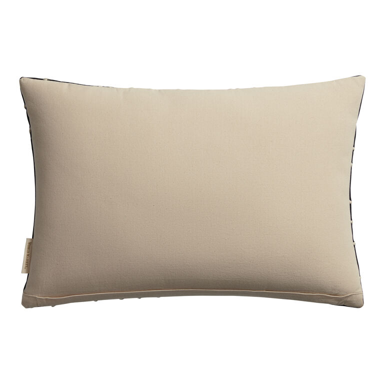 Black and Ivory Abstract Lines Lumbar Pillow image number 3