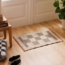 Rapa Natural and Black Geo Block Jute and Cotton Area Rug