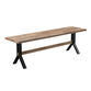 Kiev Slatted Wood and Black Metal Outdoor Dining Bench