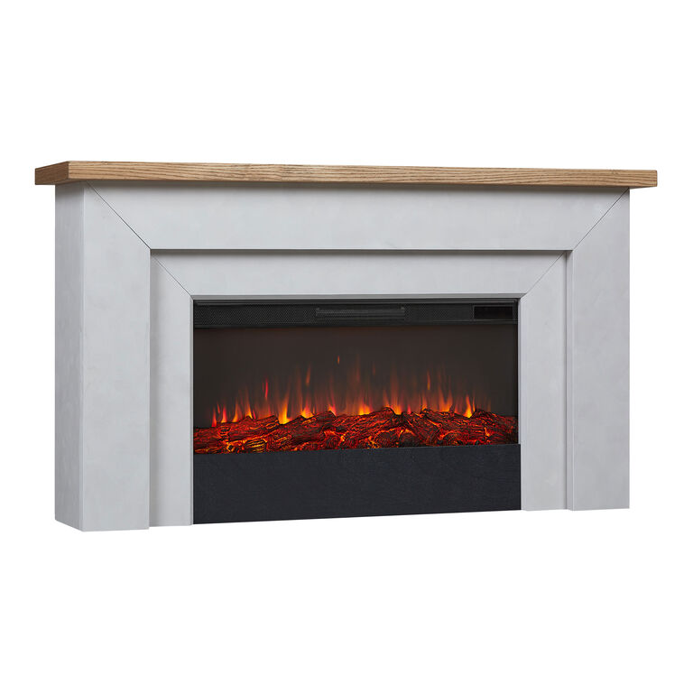 Sleetham Light Gray Wood Electric Fireplace Mantel image number 1