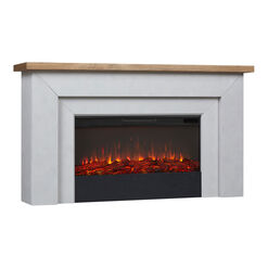 Sleetham Light Gray Wood Electric Fireplace Mantel