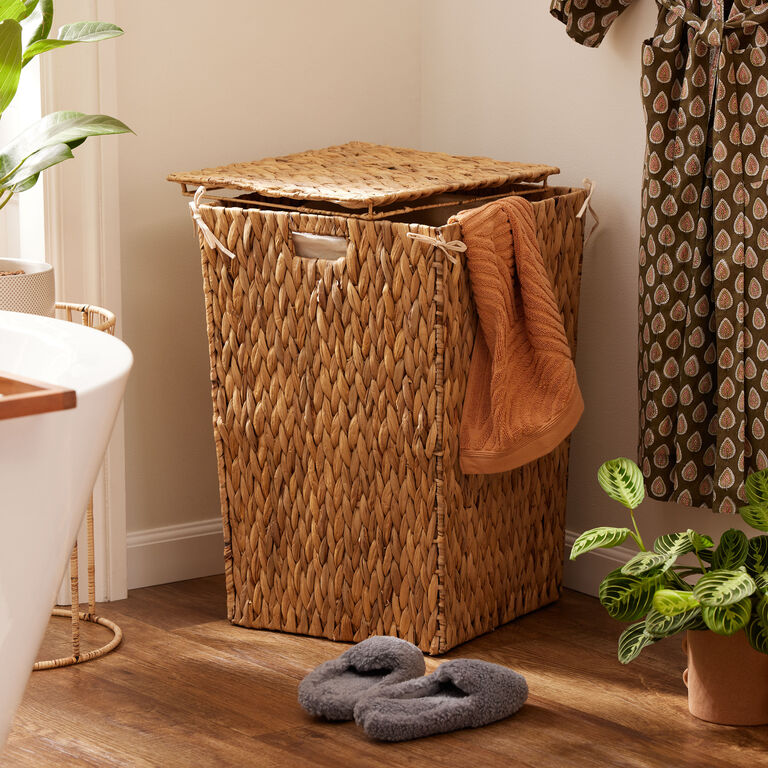Willa Natural Hyacinth Laundry Hamper With Liner and Lid image number 2