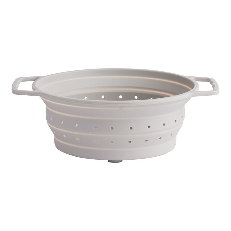 Round Beige Silicone Collapsible Colander image number 1
