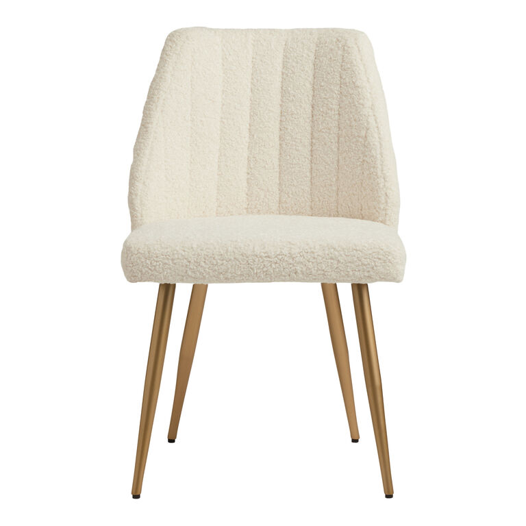 Leilani Ivory Faux Sherpa Channel Back Dining Chair Set of 2 image number 3