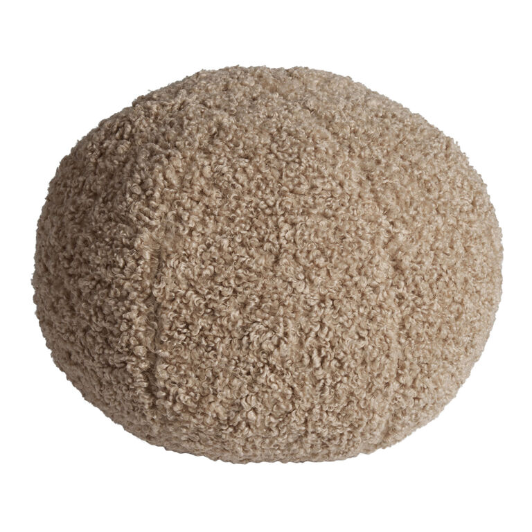 Round Taupe Boucle Sphere Throw Pillow image number 1