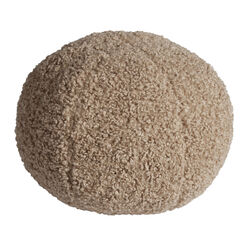 Round Taupe Boucle Sphere Throw Pillow