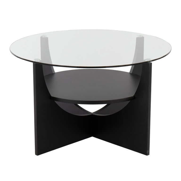 Ulster Round Wood And Glass Coffee Table With Shelf image number 3