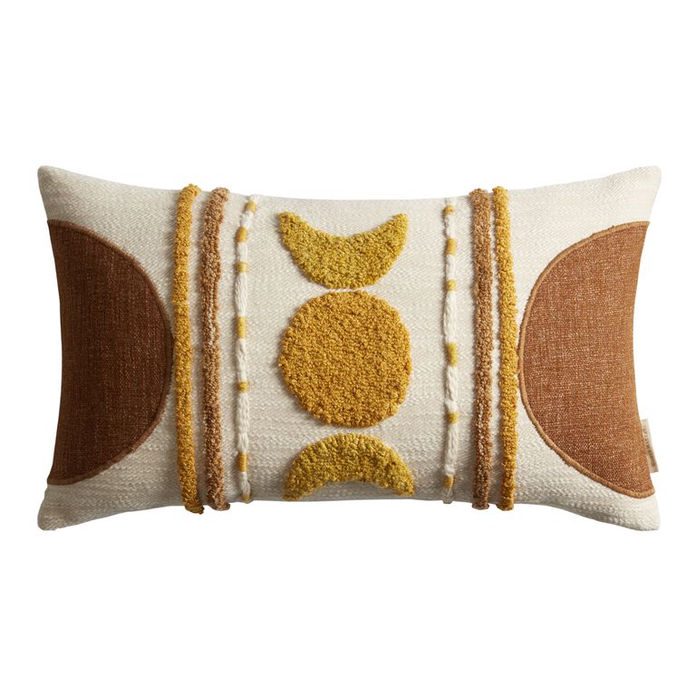Ivory and Gold Tufted Celestial Lumbar Pillow image number 1