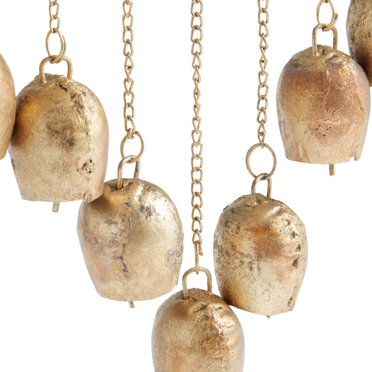 Gold Metal Bell and Wood Wind Chime image number 2
