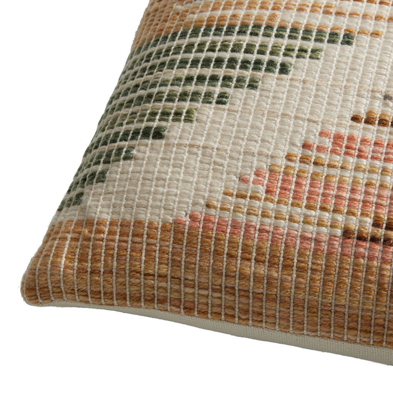 Ivory Multicolor Woven Indoor Outdoor Throw Pillow image number 4
